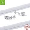 S925 Sterling Silver Platinum Plated Butterfly Splicing Stud Earrings, Simple Temperament Sterling Silver Stud Earrings