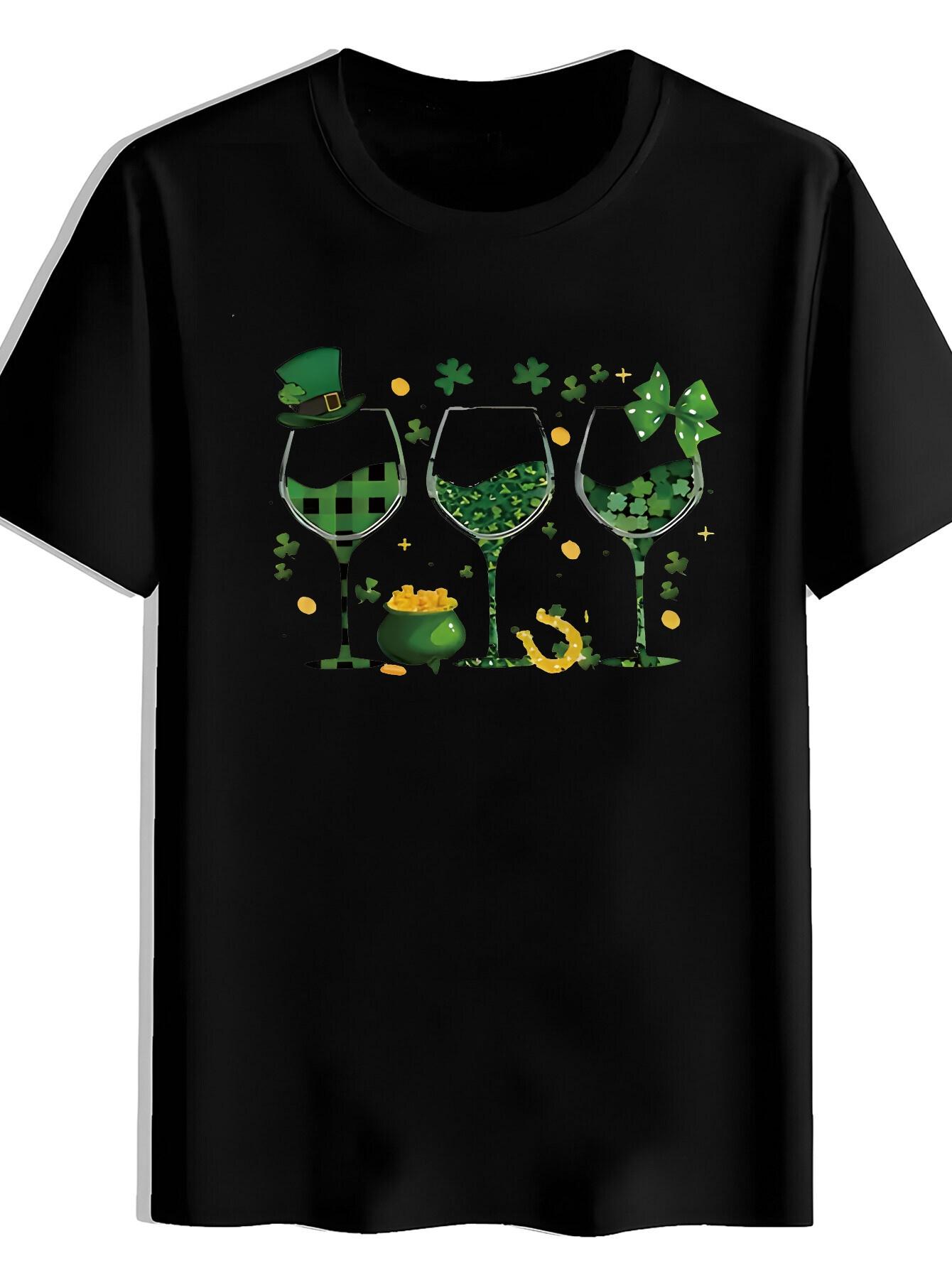 T-shirt Green Tribal Patterned | Casual Crew Neck M