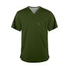 Men's Fashion V-Neck Short Sleeve Work Uniform Top for Caregivers Daily Wear