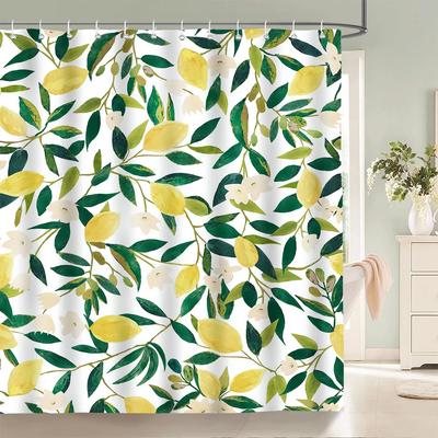 Modern Frischfrucht Zitrone Duschvorhang Wasserdichter Stoff Duschvorhang mit 12 Haken Badewannenvorhang für Badezimmer Heimdekoration
