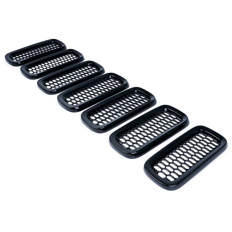 7 pezzi/set Griglia Anteriore a Rete Copertura Inserti Griglia Trim Per Jeep Renegade 2015-2018