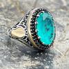 Sterling Silber natürlichen Paraiba Stein Silber Männer Ring, Türkischer Silber Männer Ring, Geschenk für Männer, Paraiba Stein Ring