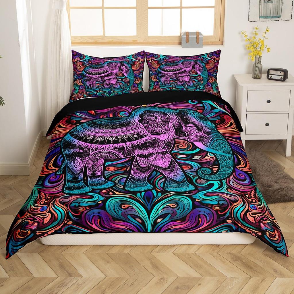 Erosebridal Sugar Skull Comforter Cover Set Skeleton Bones Duvet Cover,Gothic Moth Decor Bedding Sets Twin Magic Unicorn Rabbit Skulls Beddi
