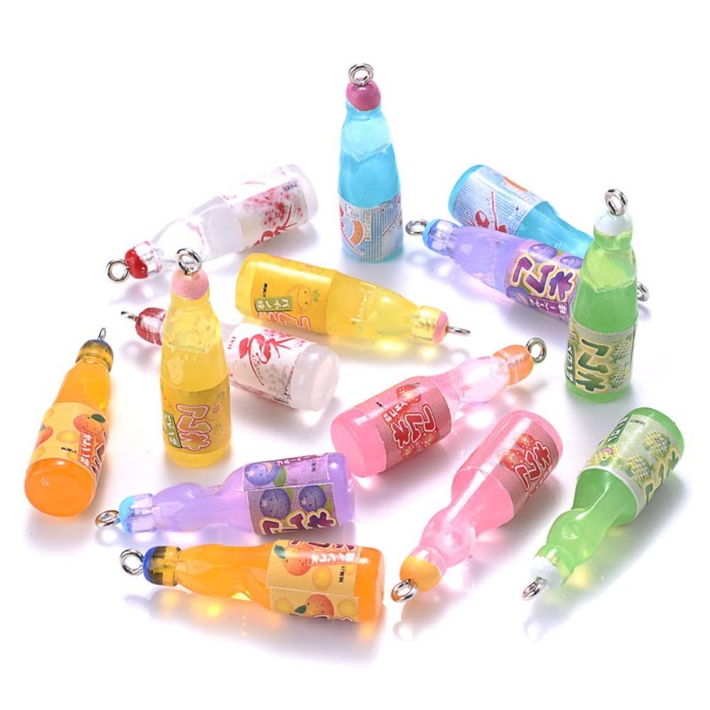 10Pcs Charms Charms Juice Bottle Resin Pendant Simulation Juice Drink Bottle Pendants  Crafts Parts