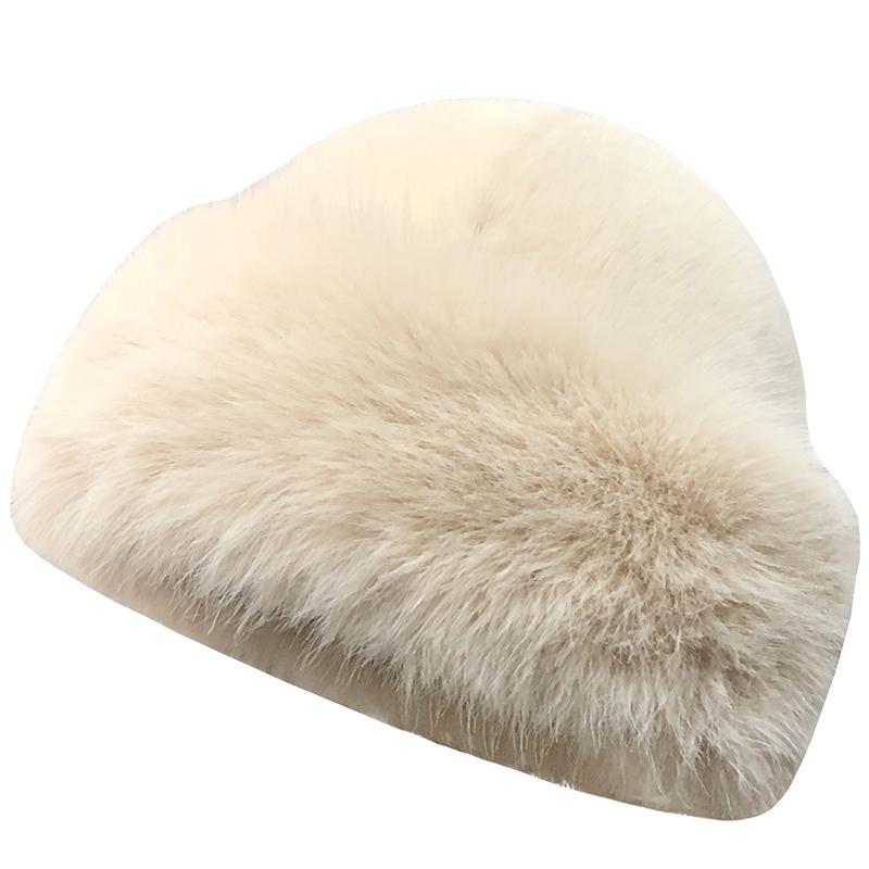 White Imitation Fur Plush Hat Women's Autumn and Winter Thickened Ear Protection Warm Fluffy Bucket Hat Cold Mongolia Hat