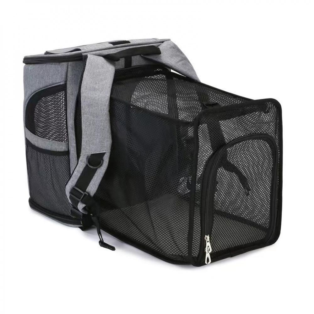 Pet Backpack Carrier, Breathable Expandable Pet Travel Backpack, Deform‑Resistant Double Shoulder Cat Dog Bag for Small Cats Puppies Outdoor Trip