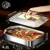 Stainless Steel Roasting Pan with Lid - Non-stick Thickened Rectangular Oven Tray Perfect for Barbecues, Buffets, Grilled Fish and Festivals