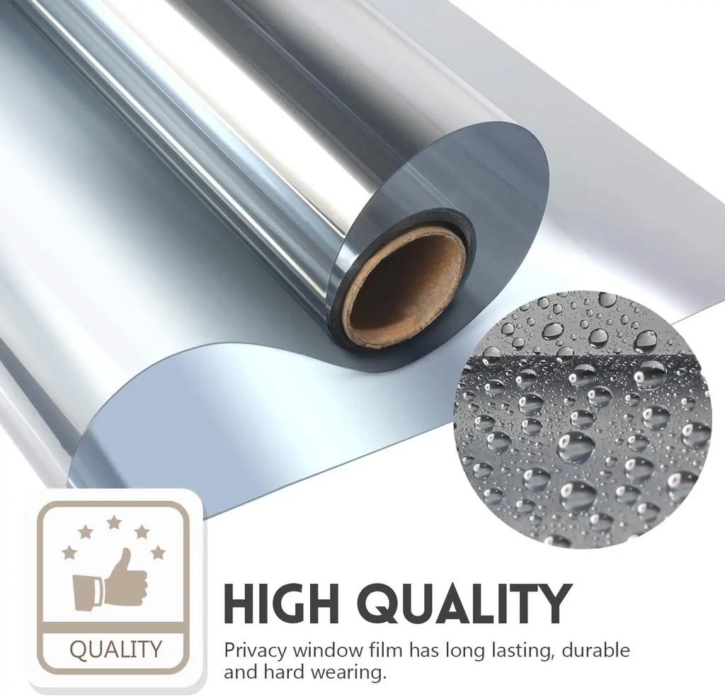 Folia Okienna Jednokierunkowa Lustrzana Odblaskowa Solarna Folia Okienna Kontrola Ciepła UV Winyl na Szkło Naklejka Zaciemniająca Prywatność na Szkło do Domu