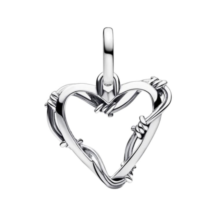 Pandora Heart Shaped Wire Mesh Pendant Women pendant Silver 793449C00 Box