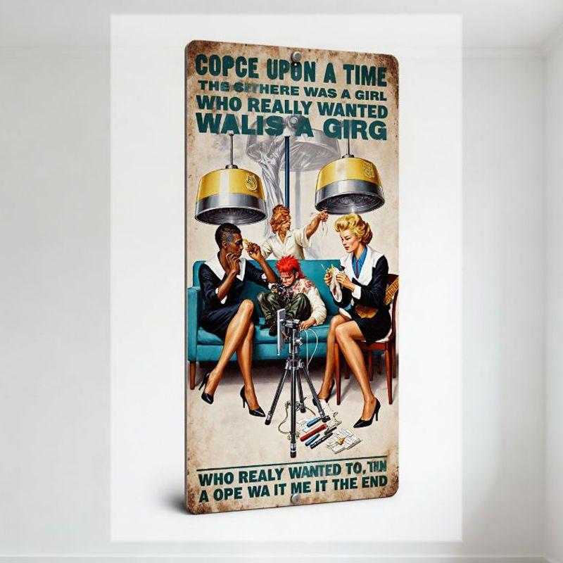 

Vintage 50s 60s Style Metal Tin Sign with Whimsical Nonsensical Text & Retro Styling Illustration for Home Bar Cafe Man Cave Dec 20x30cm（7.8x11.8inch）