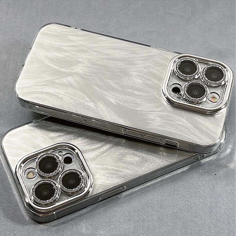 High End Feather Yarn Mobile Phone Case Suitable for 17 Apple 15 Promax Mirror Mask Iphone16 All Inclusive 12 Laser 14