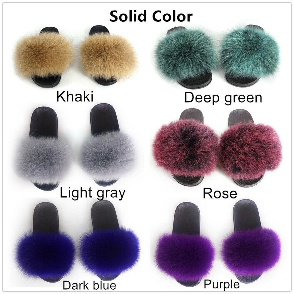 Elegant And Comfortable Women's Girls' Fur Slides With Soft Fuzzy Furry Slippers