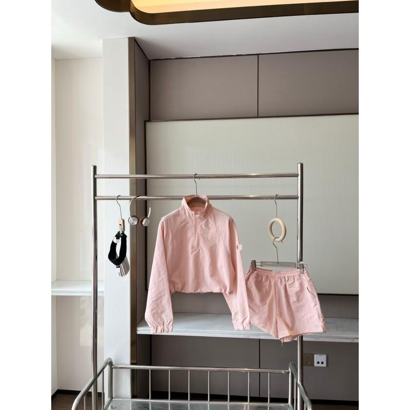 Womens 2-Piece Set Long Sleeve Stand Collar Jacket Shorts Breathable Casual Outfit Daily Wear