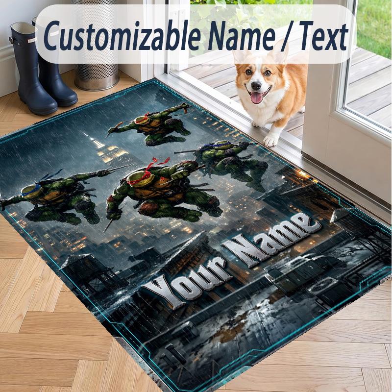 Custom Text Teenage Mutant Ninja Turtles Pattern Floor Rug Soft Indoor Carpet Mat Living Room Bedroom
