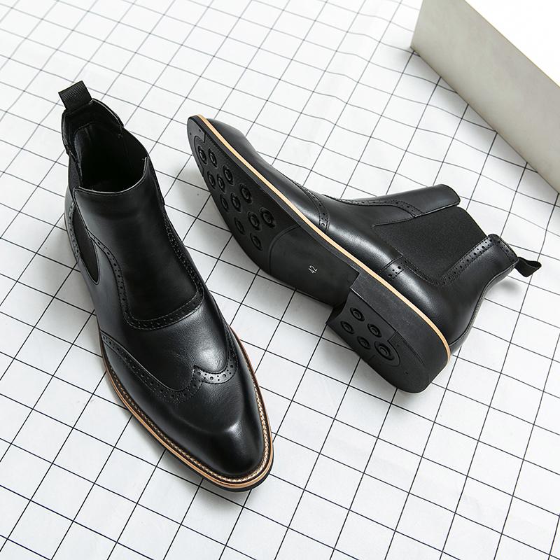 Módní Chelsea boty pro muže Kotníkové boty Business Čtvercová špička Nazouvací Ručně vyráběné Pánské boty Velikost 38-45