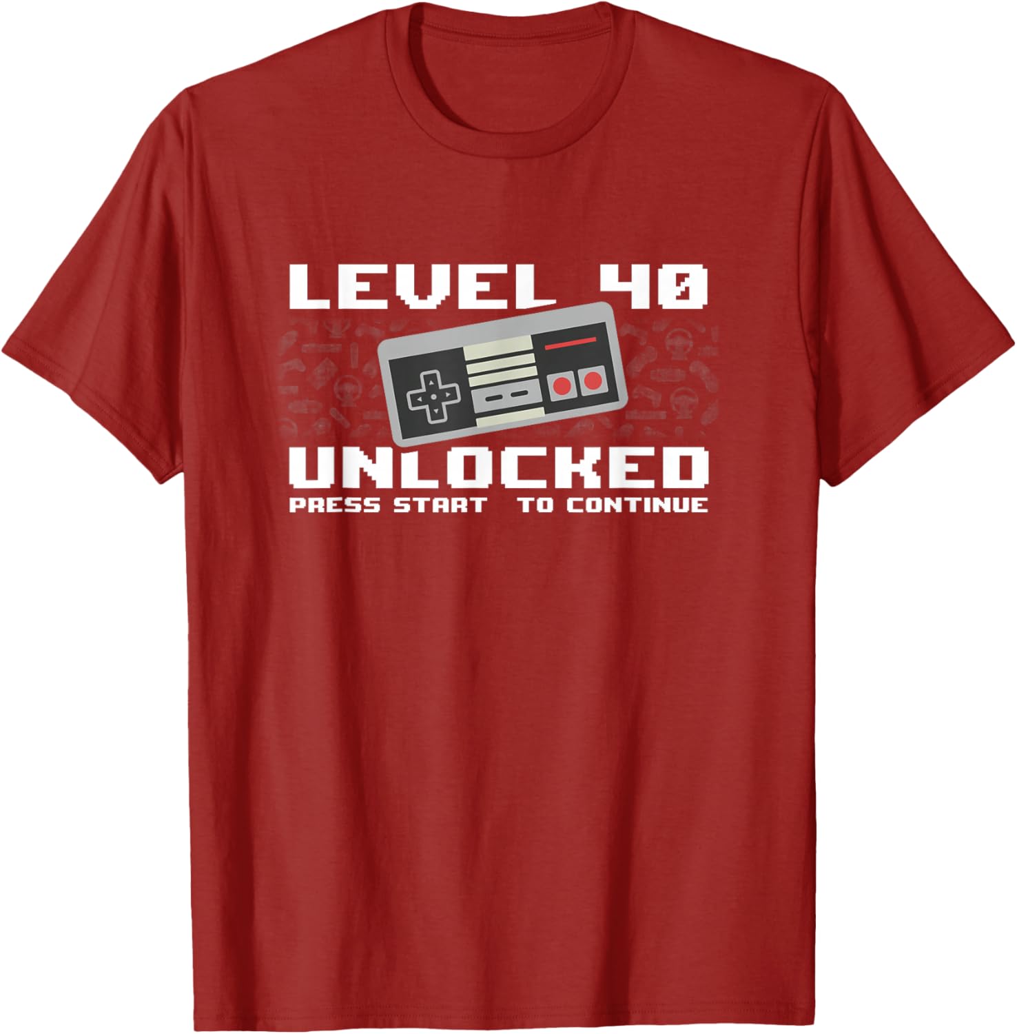 Level 40 Unlocked 40th Birthday Gamer Graphic Tee Short Sleeve Crewneck T-Shirt Casual Trip S