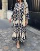2026 Cross-border Plus Size European & American Women's Bohemian Print Pullover Dress for Autumn