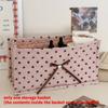 Large Polka Dot Quilted Rectangular Storage Basket With Nylon Material For Home Organization