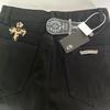 9922 CHROME HEARTS Men's and Women's American Style Trendy Jeans with Fabric Patches, Casual and Fashionable High Street Pants