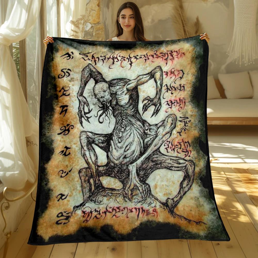 

Книга Ктулху Печать Четыре сезона Одеяло Чехол для дивана и кровати Мягкое и пушистое Одеяло Мягкий теплый фланелевый плед Одеяло Подарочное Искусство 30x40in