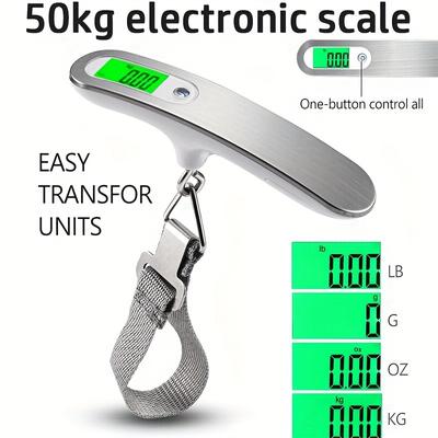 LCD digitální váha na zavazadla 50kg/110lbs Přenosná elektronická váha Váha Vyvážení Kufr Cestovní taška Závěsná Rybářská váha s ocelovým háčkem