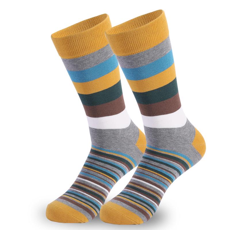 Men's Plus Size Striped Knee-High Socks - Trendy European & American Style for Autumn/Winter
