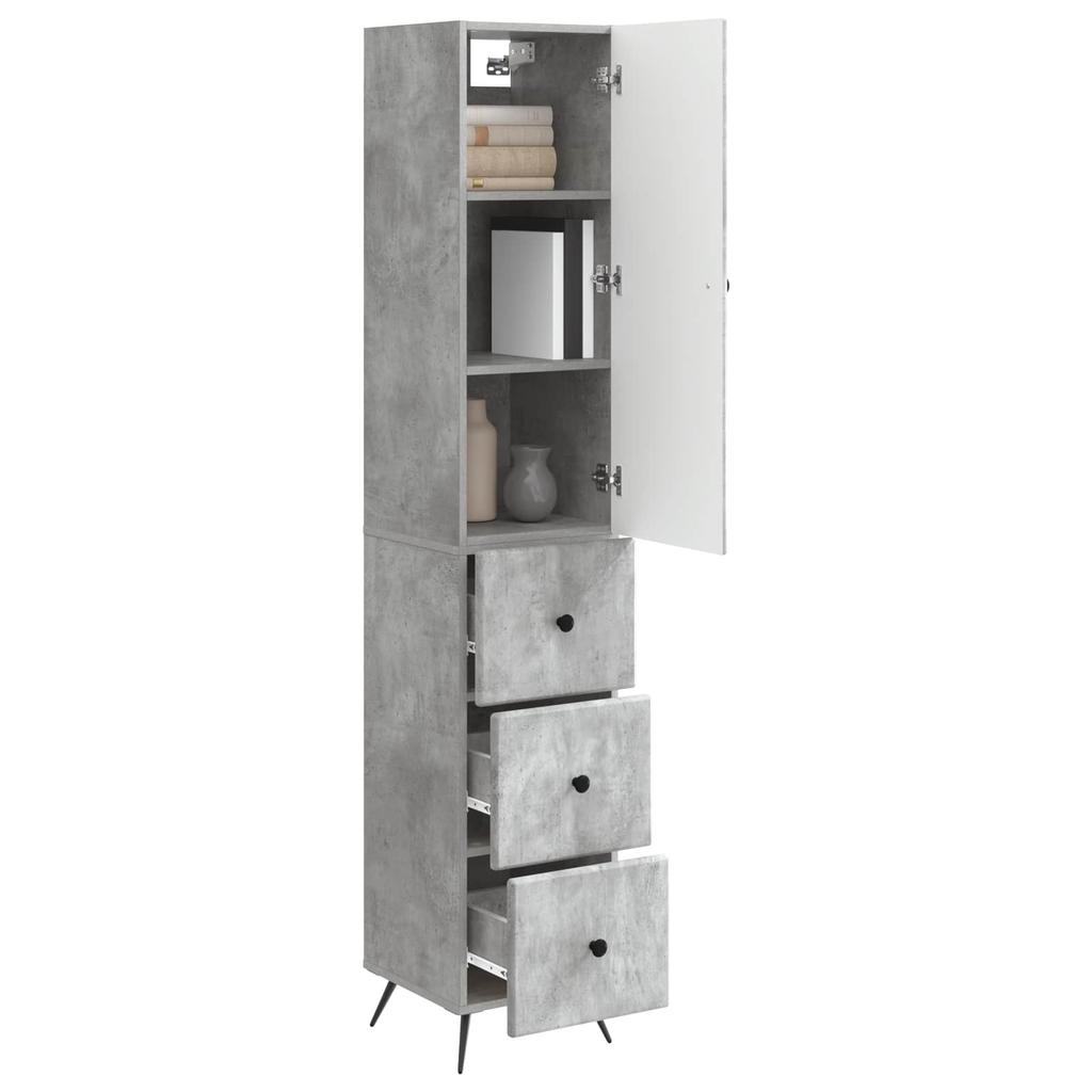 2 Piece Cabinet Set Concrete Grey 34.5 x 34.5 x 90 cm Engineered Wood