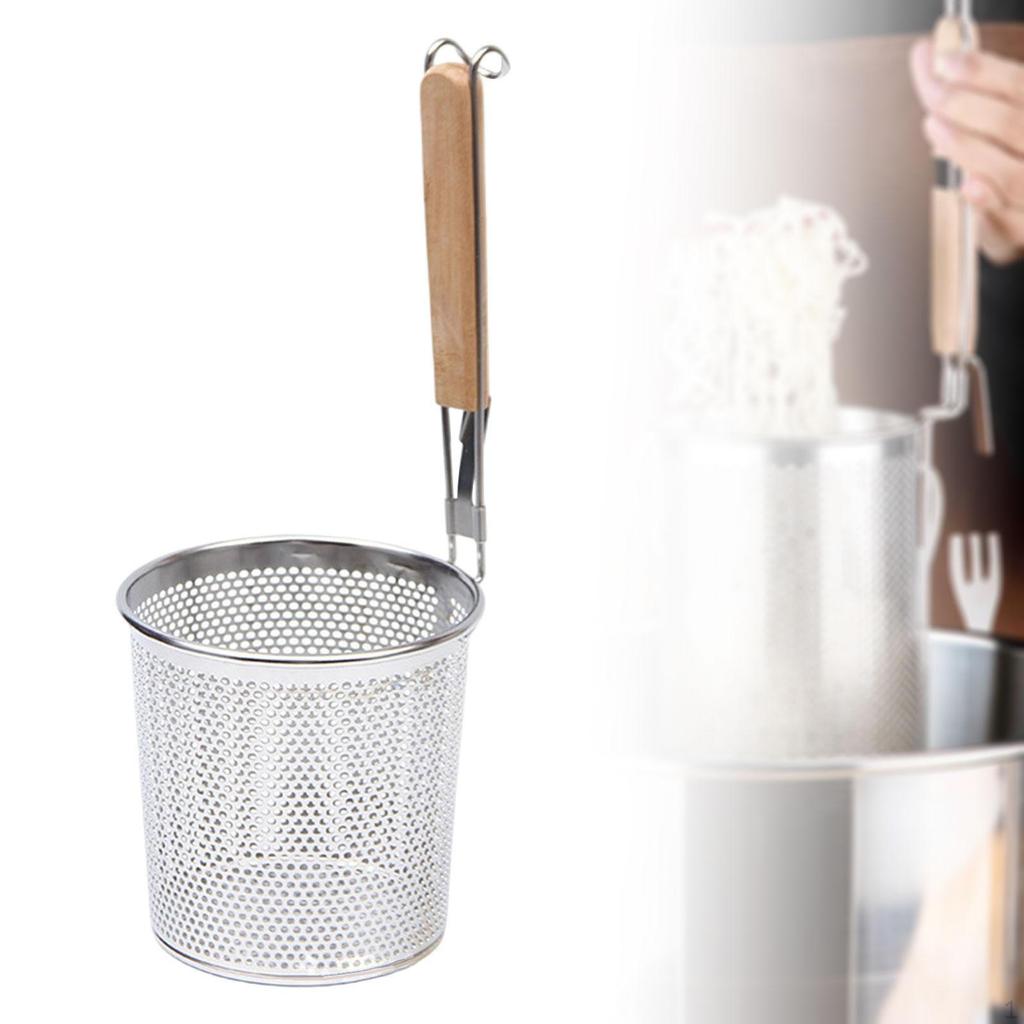 Stainless Steel Noodle Strainer with Wooden Handle