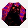 1 Stück Psychedelische Katze Automatischer Faltregenschirm, Tragbares faltbares Design, Lässiges Outdoor-Accessoire, für alle Jahreszeiten004