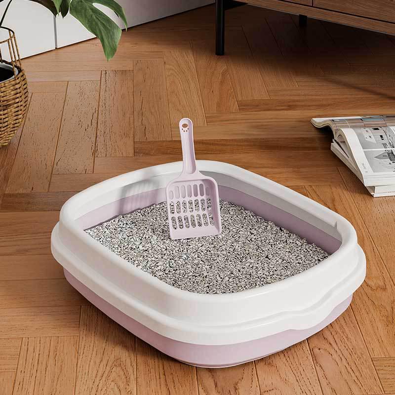 Extra Large Semi-Enclosed Anti-Splash Cat Litter Box, Plastic Pet Toilet