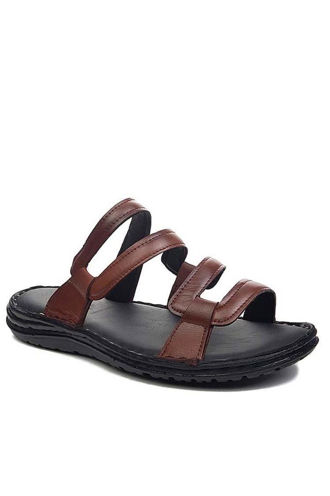 Genuine Real Leather Men's Slippers Light Slippers Leather Syringe Brown