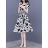 Floral Print High-Waist Short Sleeve Dress for Petite Women