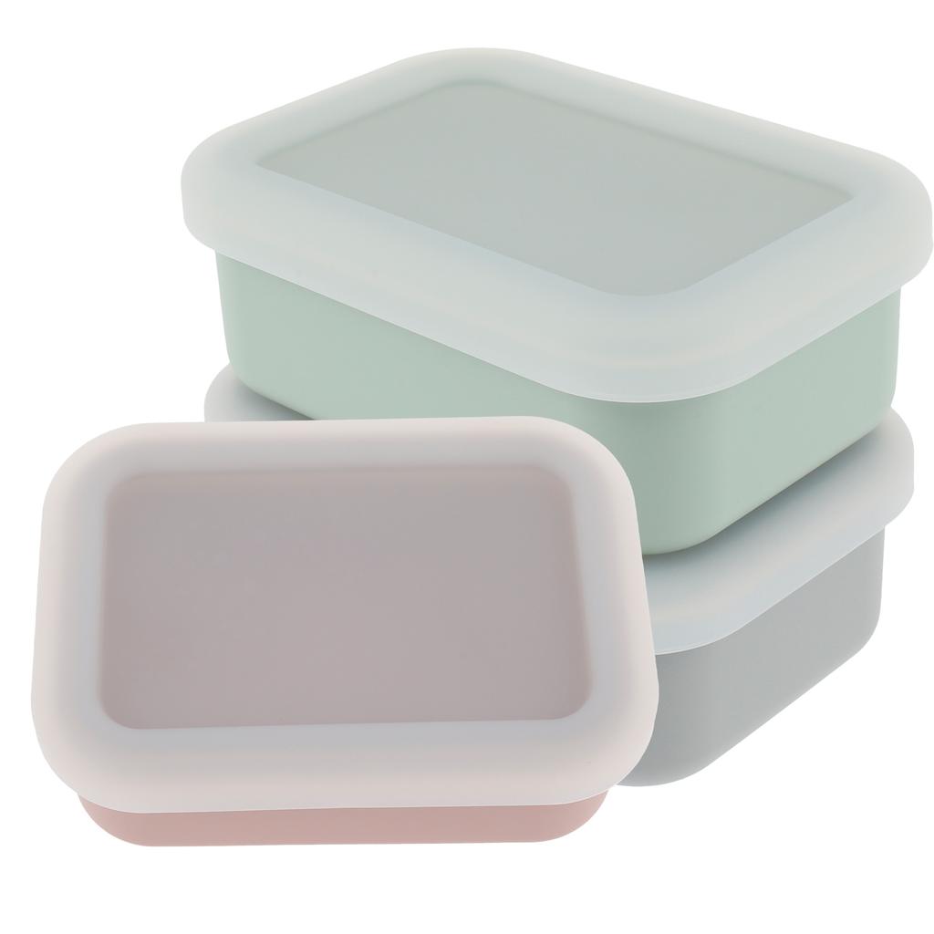 3Pcs Silicone Bento Boxes Lunch Container, Fresh-keeping Leak-Proof Lunch Container with Lids, BPA-Free Food Storage Container