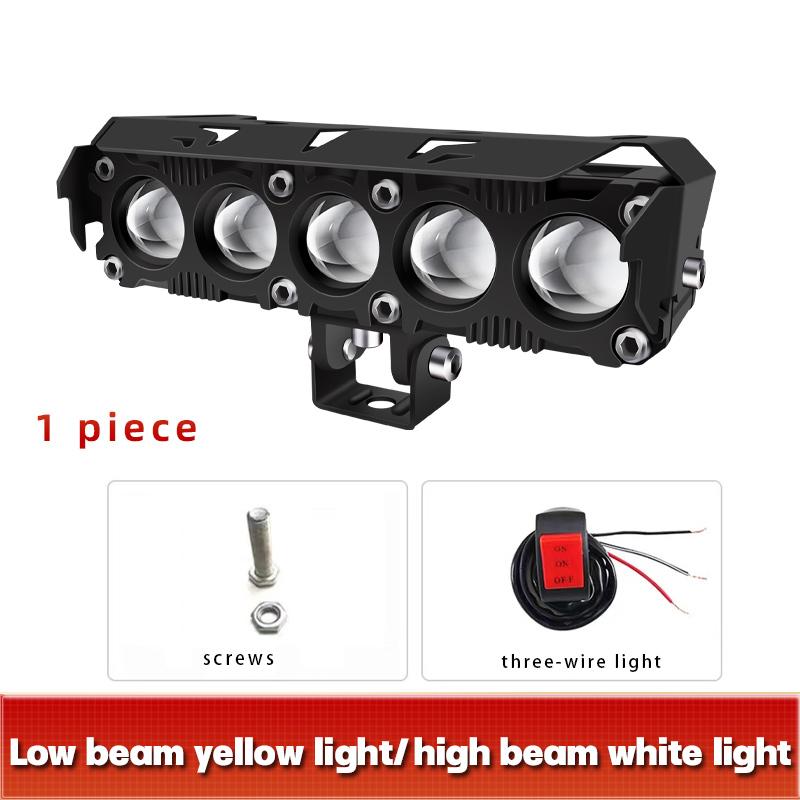 

5 линз светодиодный прожектор для мотоцикла двухцветный дальний/ближний свет противотуманные фары с вентилятором для автомобилей грузовиков внедорожников UTV 12 В 24 В мини линзовые фары дальнего света 1PCS белый/жёлтый
