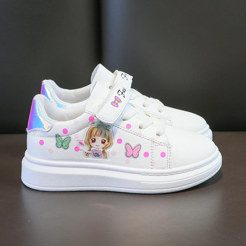 

Детские маленькие белые туфли для девочек 3-12 лет, студенческие повседневные спортивные туфли на плоской подошве, кожаный верх, низкий верх, весенние, корейская версия, кеды 26 белый