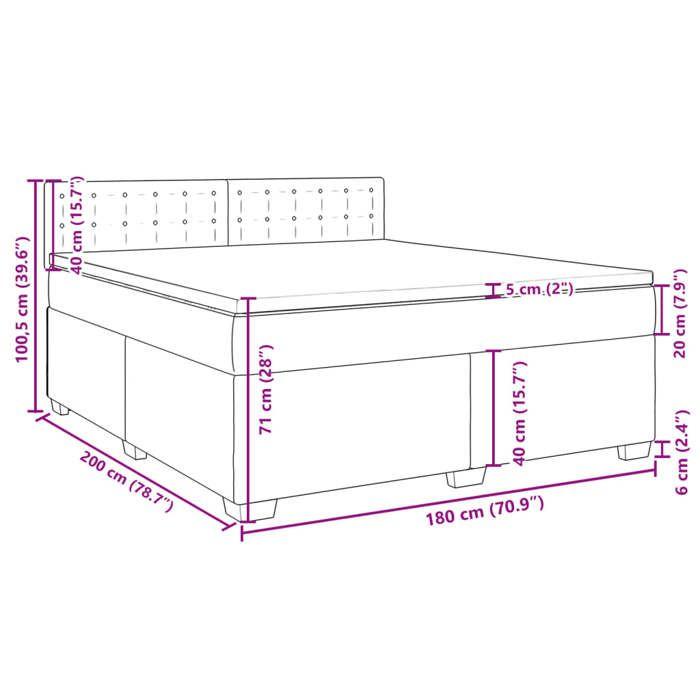 VidaXL Slat Bed Base and Mattress Light Grey 180x200cm Velvet 3288690