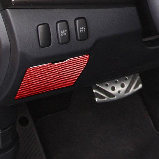 For Mitsubishi Lancer Red Carbon Fiber Driver Side Storage Box Panel Cover Trim