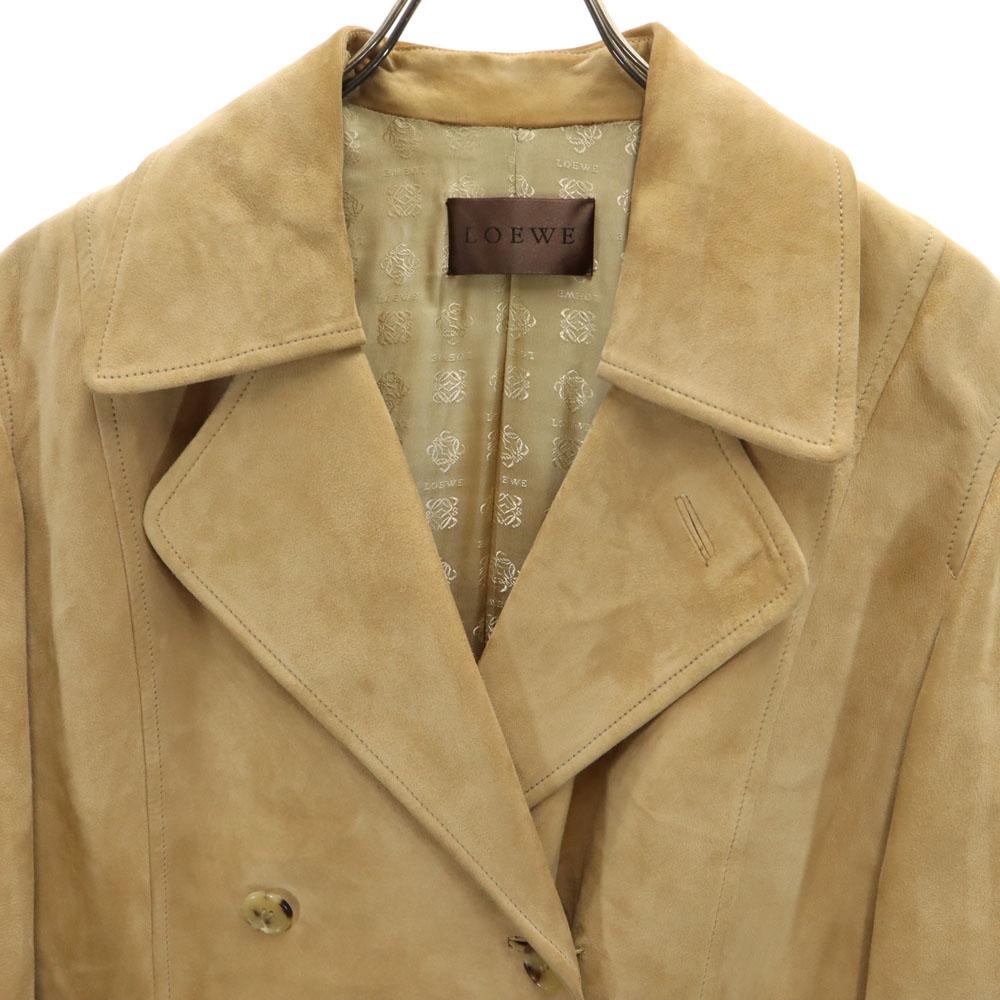 Loewe Made In Spain Suede Leather Coat 40 Beige Women Used