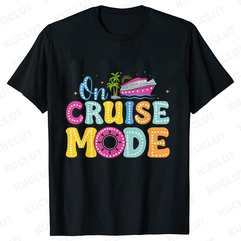 On Cruise Mode Tshirt Family Matching Party Shirt 2025 Cruise Squad Crew T-shirts Personalized Girls Trip Tees Adult Child Tops