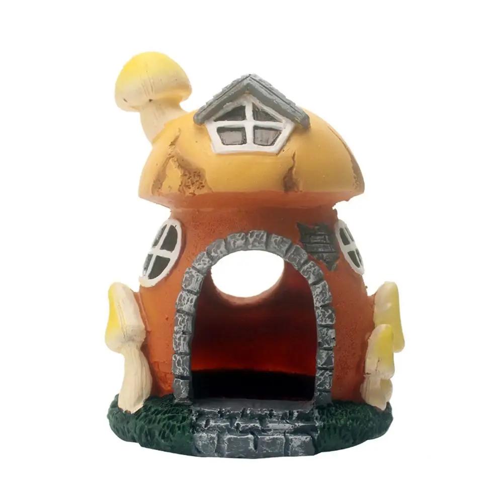 Resin Fish Tank Decor Figures Simulation Mushroom Conch House Fish Shrimp Hiding Cave Shelter Aquarium Landscaping Decor Accesso