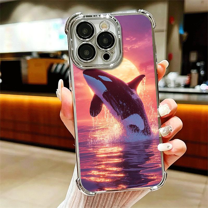 Orca Ocean Pattern Soft Phone Case For iPhone 15 16 17 Air 14 Pro Max 16E Plus 13 12 Mini Plating Anti-Fall Fundas