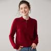 Women's Cashmere Polo Neck Half-Zip Sweater - Elegant Solid Color Knit Base Layer