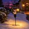Metal Yard Art for Christmas Snowman Garden Stake Light, Solar Powered Crescent Moon Lamp, Seasonal Outdoor Atmosphere Lights Warm Glow Waterproof