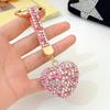 1Pc Handbag Pendant Valentine's Day Metal Ins Style Rhinestone Crystal Gift Keychain Car Key Pendant Heart-shaped Key Ring