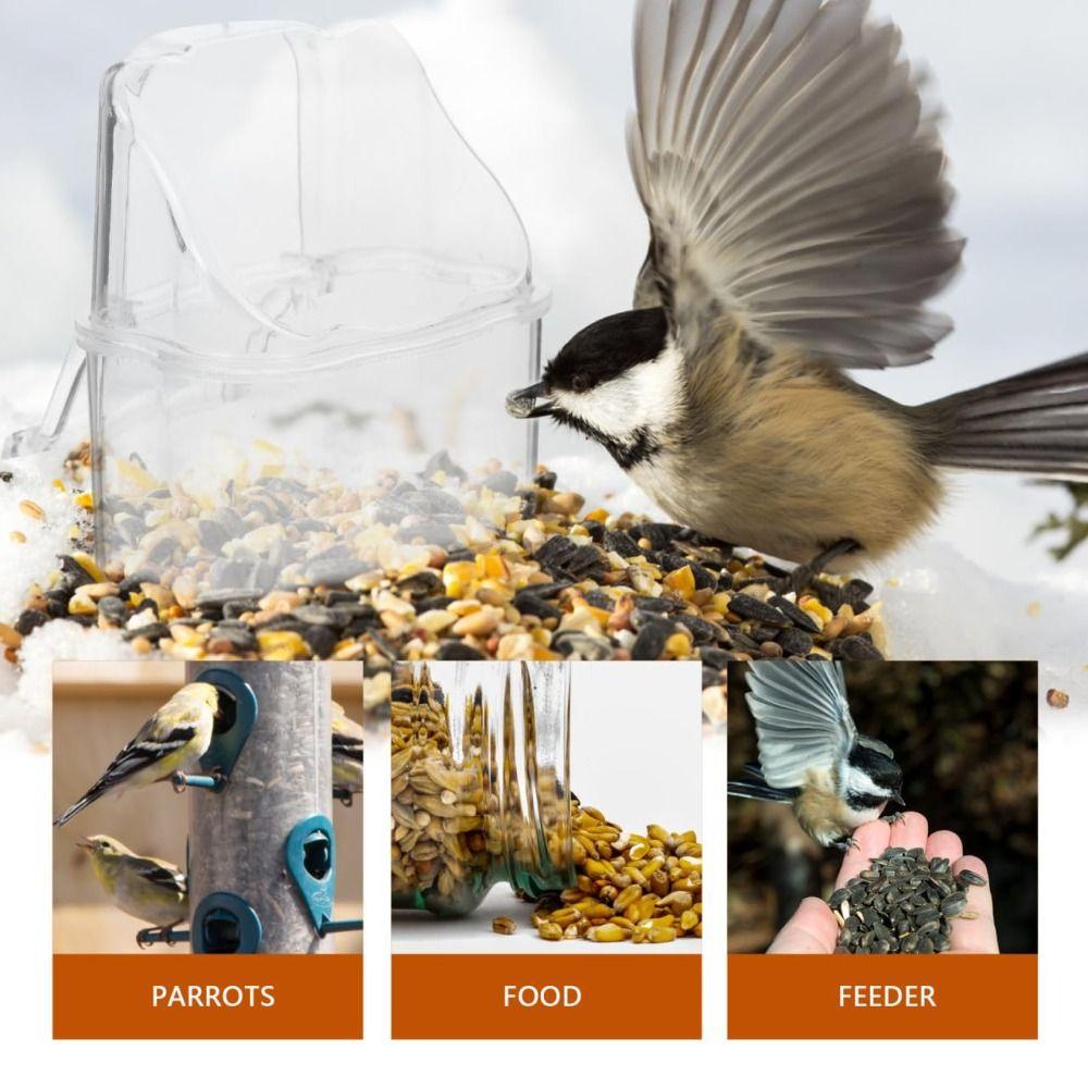 Leak Proof Bird Cage Feeder Cup Clear Plastic Parakeet Feeder Compact Hanging Food Bowl Bird Cage