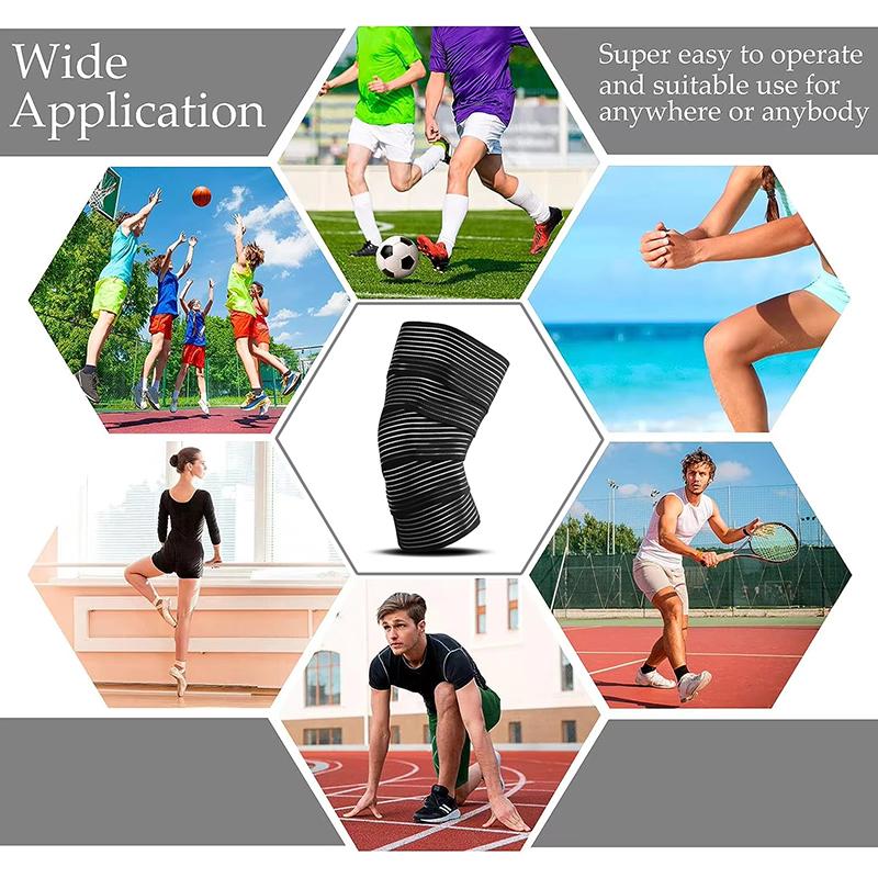 Fascia Elastica Lunga per Ginocchio, Bendaggio Compressivo, Tutore di Supporto per Gambe, Stabilizzazione Legamenti, Squat, Pallacanestro, Corsa