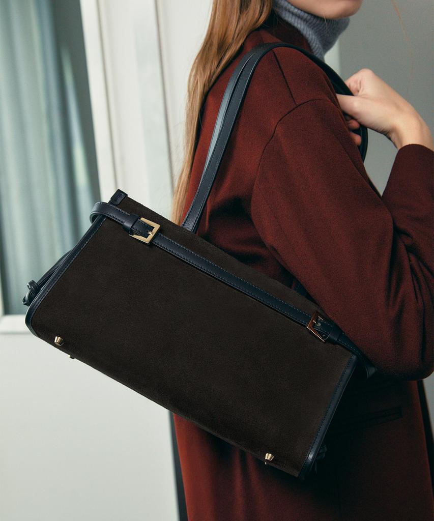 Clave Sunny Suede Dark Brown Tote Bag