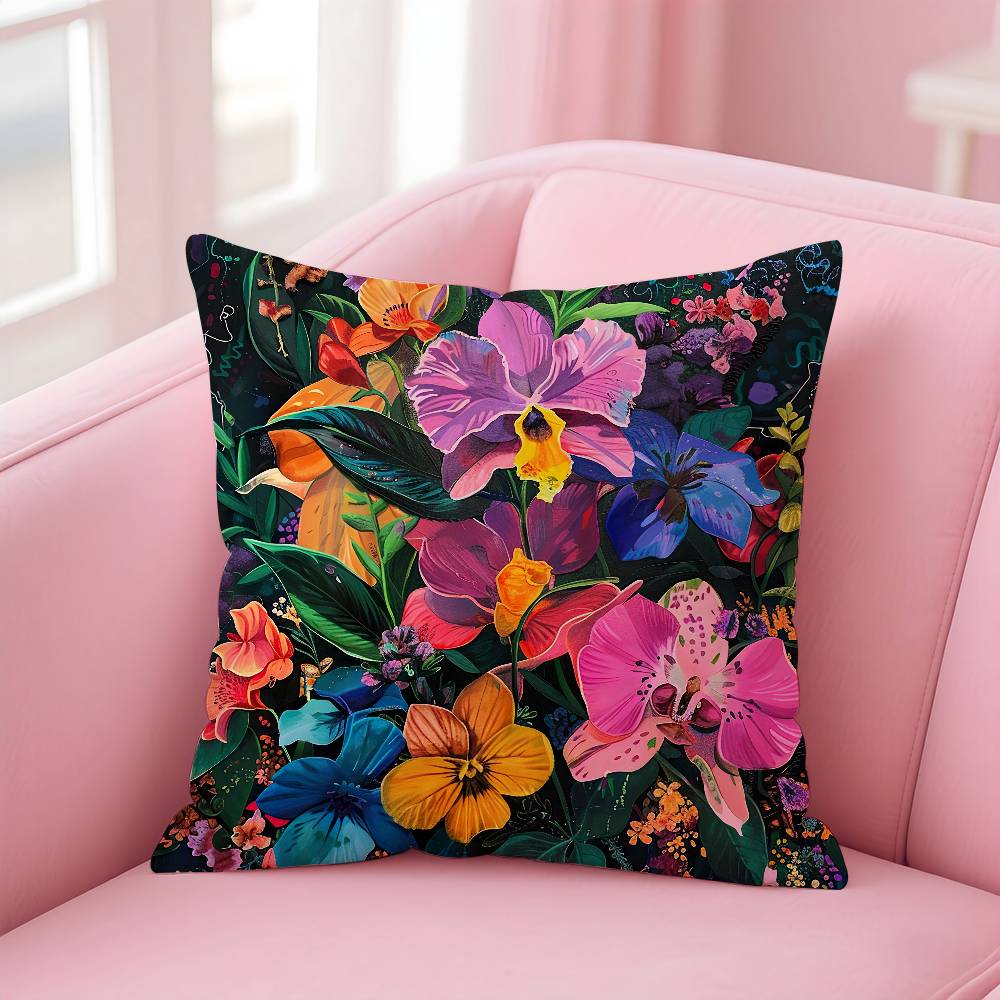 Stunning Colorful Floral Pillow Case Pattern Printing Pillowcase Living Room Sofa Cushion Cover Bedroom Room Decor