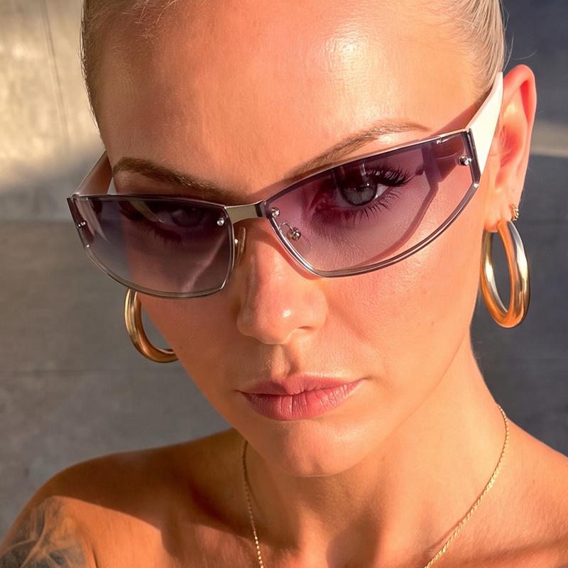 YK frameless riveted sunglasses new technology street show sunglasses fashion European and American sunglasses