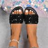 Women Slippers 2025 Elegant Summer Outdoor Slippers Woman Shiny Sequins Flat Sandals Plus Size Lightweight Shoes Slides Women